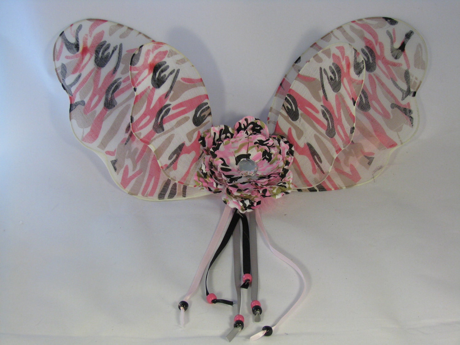 Childrens Fairy Wings - Pink Camo Butterfly Wings - Three Dimensional Pixie Wings - Style 12
