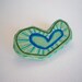 Recycled brooch paper mache heart in pastel green eco friendly geometric design
