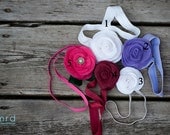 Hand Sewn Felt Rose on a Stretchy Elastic Headband for infants, toddlers, girls and adults