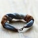 MI TIERRA - Bracelet - Knot, Tie dye, recycled leather, Ocean Blue, Coral, yellow mutard