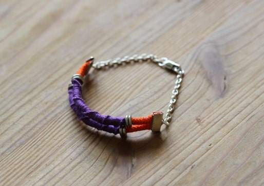 Recuerdos Bracelet - macrame knot, rope, metallic beads, boho urbain