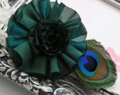 Rosette Headband Vintage Headband Soft Baby Headband Flower and Feather Headband Toddler Teen Women Photo Prop Couture Headband NO. 130