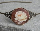 Vintage Victorian Headband -  Ivory Rose Headband, Bridal Hair Piece, Wedding Headband Collage, Bride Hair