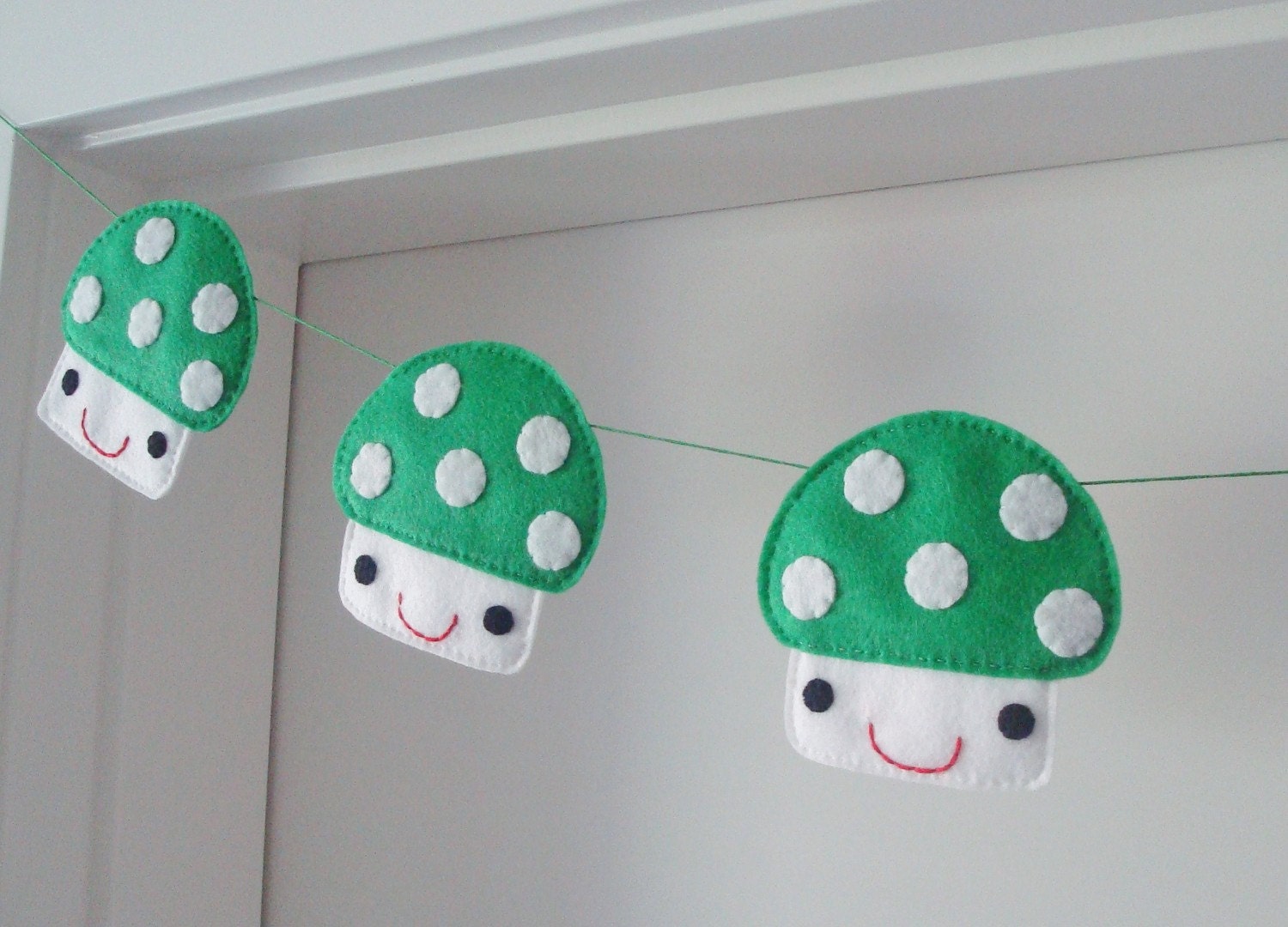 FREE SHIPPING, Kawaii Happy Shrooms Garland