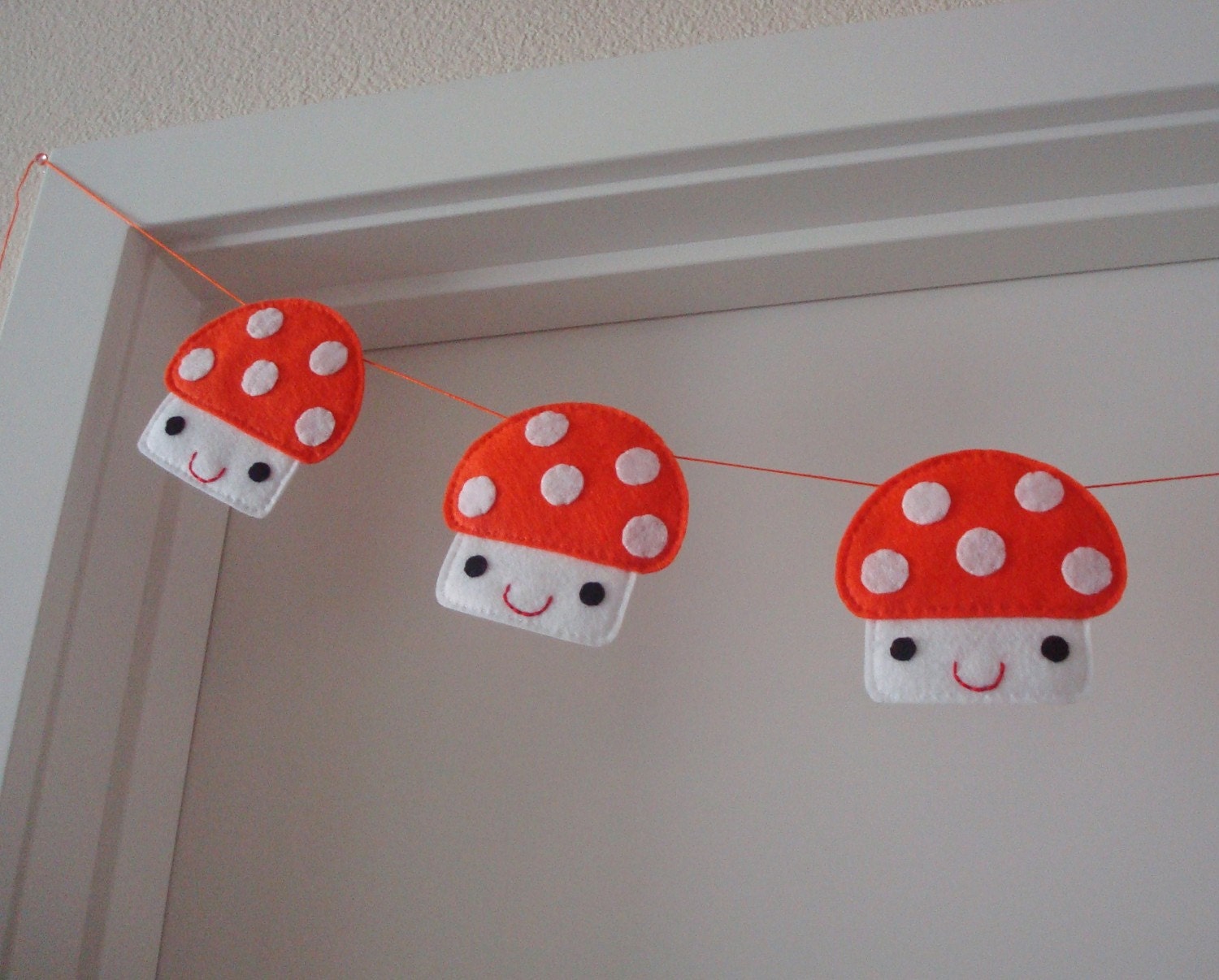 FREE SHIPPING, Kawaii Happy Shrooms Garland