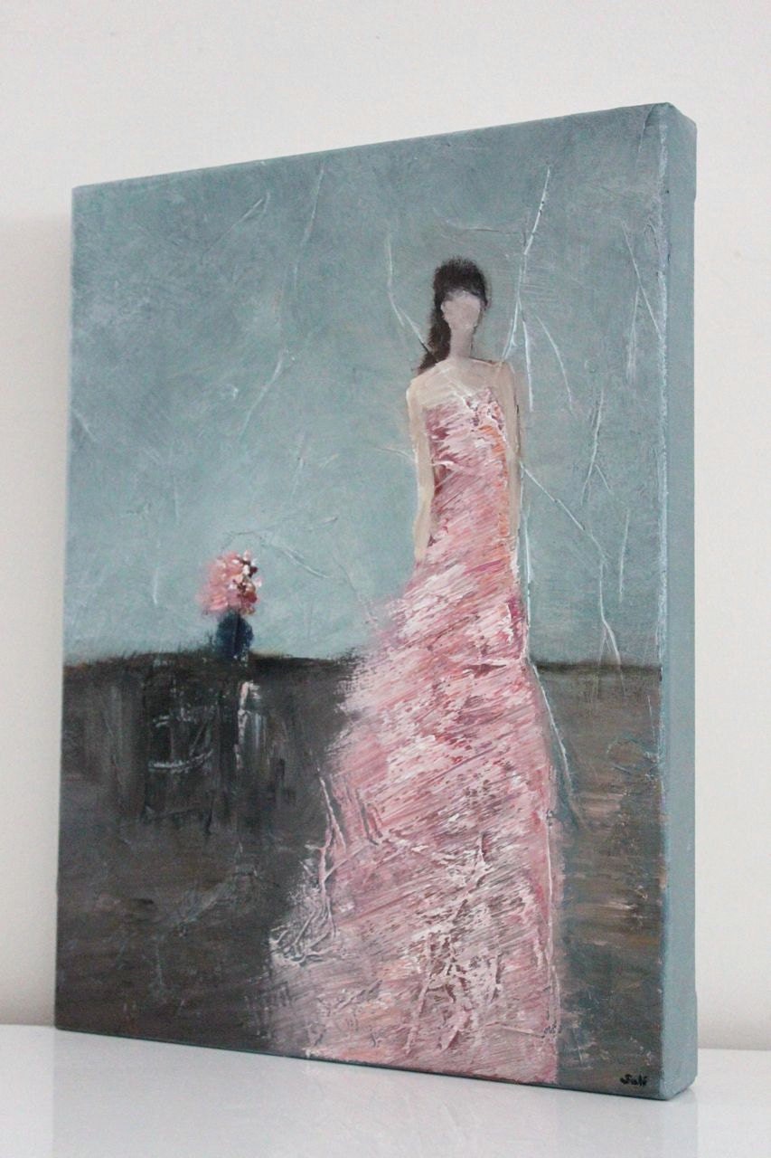 Original Figurative oil Painting Les Fleurs 12 x 16 x 1.5 texture Swalla Studio