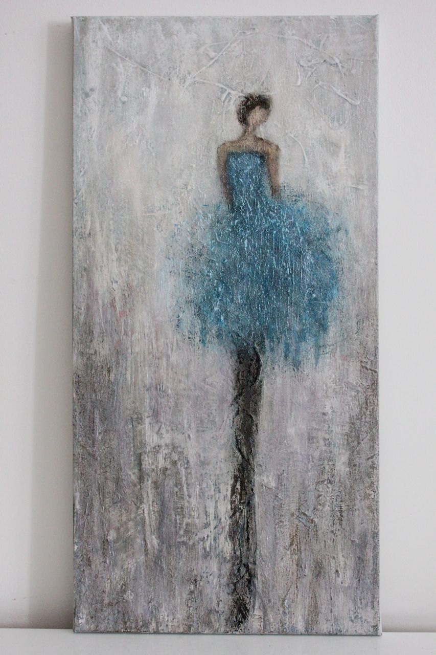 Figurative Painting   dancer woman textured   Anything 12 x 24  Swalla Studio
