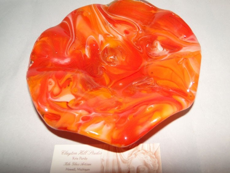 Fused Glass - Orange Sherbet bowl