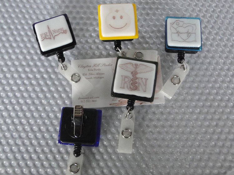 Fused Glass - Nurse/Medical ID Badge Reel