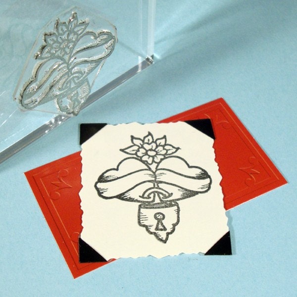 Locked Hearts Clear Polymer Rubber Stamp