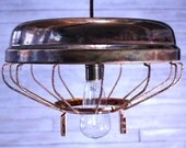 Copper Hanging Light Reclaimed Chicken Feeder Copper Coated Finish