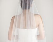 Waterfall - one layer wedding bridal veil, 36 inch (Fingertips length) with a thin seam edge, white or ivory