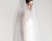 Chelsea - two layers wedding bridal veil, 72 inch length, raw edges, white or ivory