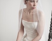 Cocoon- one layer wedding bridal veil, 36 inch length with raw edges, ivory or white