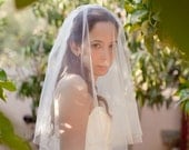 Flowers - two layers wedding bridal veil, raw edges, 30 inch (waist length), ivory or white