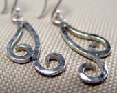 sterling silver hammered swirl earrings