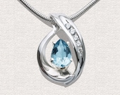 Aquamarine pendant necklace - March birthstone - blue - wedding - gemstone jewelry - Argentium silver - eco-friendly - 3414 - VerbenaPlaceJewelry