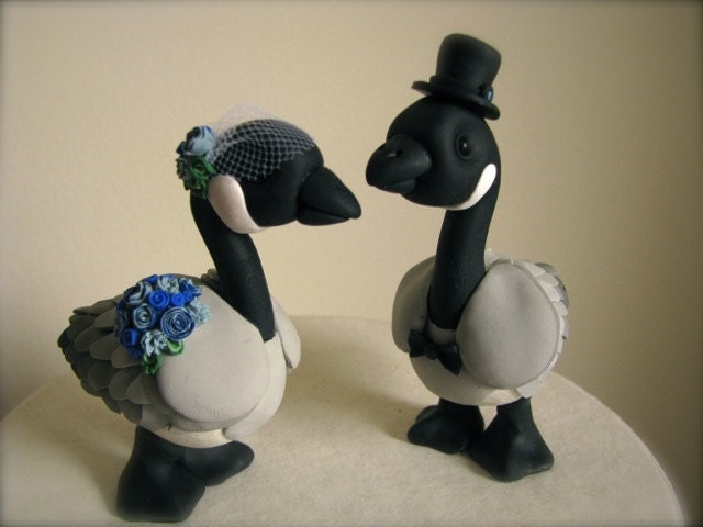 Canadian Geese love custom wedding cake topper