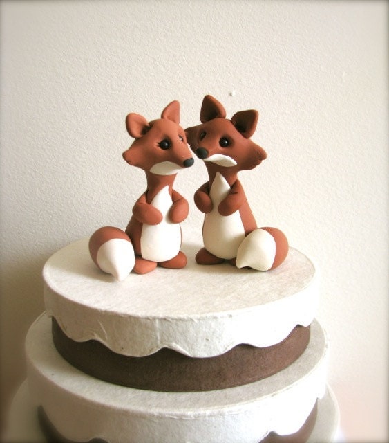 custom fox wedding cake topper