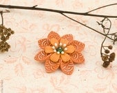 Orange Flower Brooch - Autumn Jewelry, Fall Collection