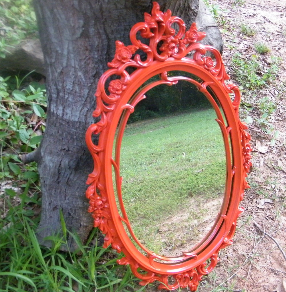 Wall Mirror Ornate Vintage Syroco Double Frame Upcycled in Sun Dried Tomato