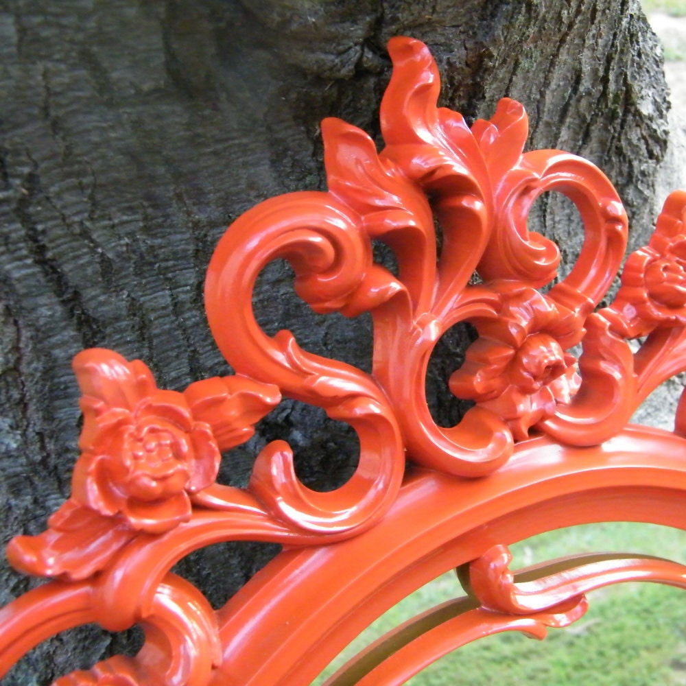 Wall Mirror Ornate Vintage Syroco Double Frame Upcycled in Sun Dried Tomato