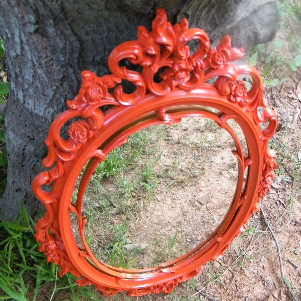 Wall Mirror Ornate Vintage Syroco Double Frame Upcycled in Sun Dried Tomato