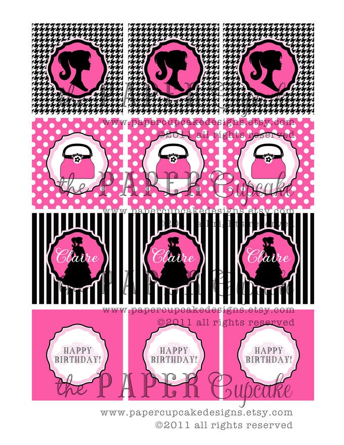 Printable Party Toppers - Oh-So Sassy Girl Collection - Barbie Inspired - DIY Printables from The Paper Cupcake Il_170x135