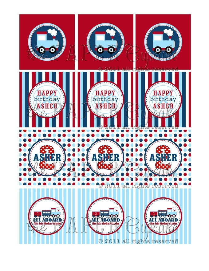Printable Party Toppers - All Aboard Train Collection - DIY Printables from The Paper Cupcake