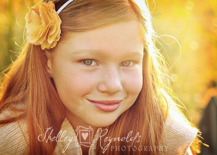 gracie . mustard (fabric flower headband)