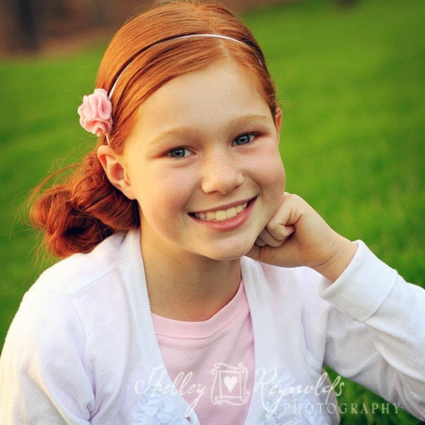 mccall . bubblegum (skinny elastic felt flower headband)