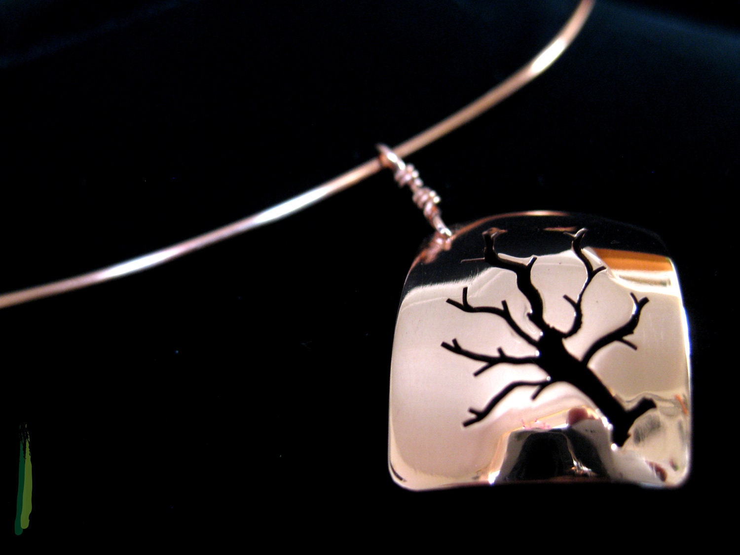 Copper Hand-cut Tree Necklace - Handmade Reiki Infused Pendant on a Copper Hoop