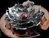 Lotus Pendant Hand Forged Solid Sterling Silver & Copper Reiki Infused