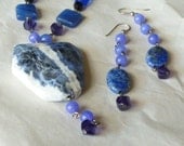 Sodalite Jewelry Set with Lapis Lazuli and Blue Lilac Aventurine
