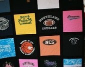 Tshirt Quilt - 12 shirts - Wall Hanging or Small Lap Quilt