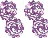 Christmas gift, Coaster set of 4, crochet doily, lace doilies, table decoration, center piece,doily tablecloth, table runner, napkin, mauves