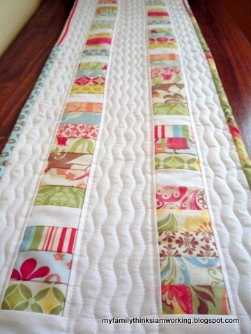 SALE  Charming stacked coins, tablerunner, table topper in Verna, Kate Spain
