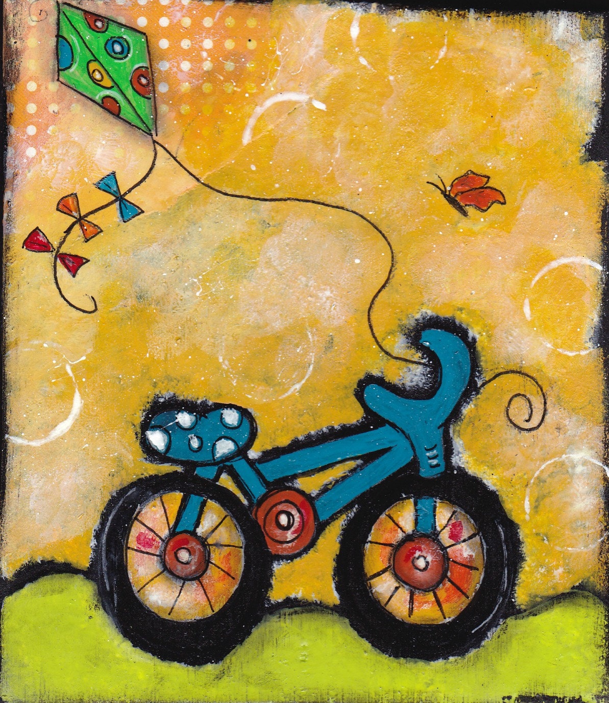 Bike Love Kite Love Doodle Square