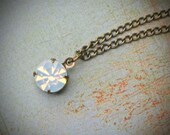 Vintage Rhinestone Birthstone Necklace, Brass, Your Choice of Jewel, Single Stone, by rewelliott on Etsy