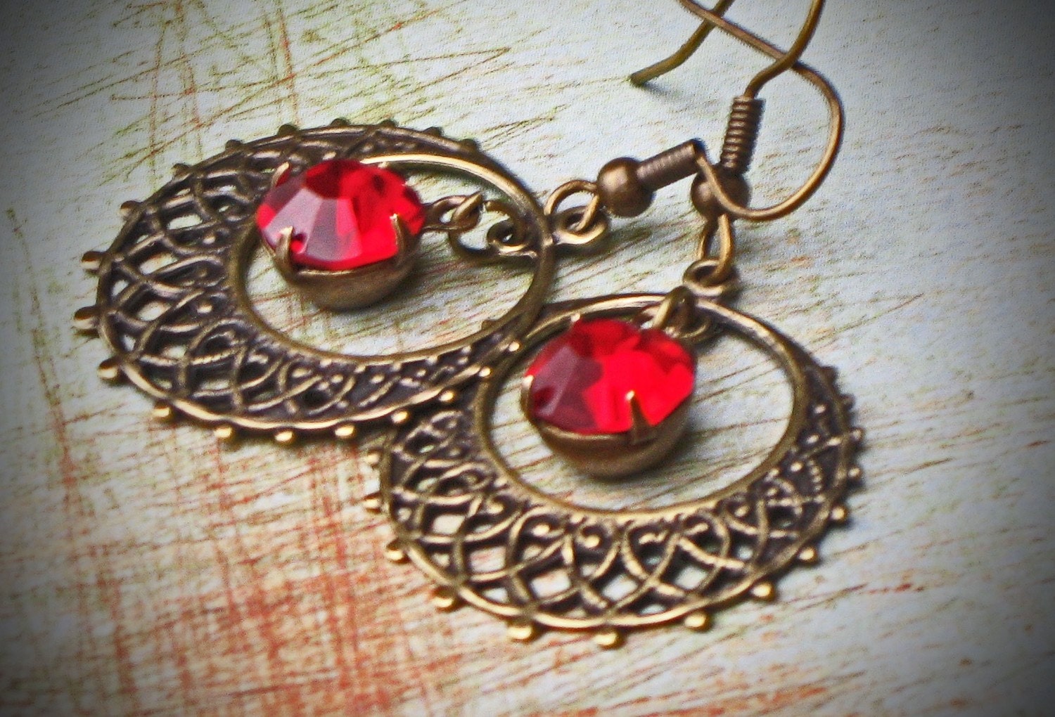 Vintage Rhinestone Birthstone Earrings, Filigree, Your Choice of Jewel, Single Stone, by rewelliott on Etsy