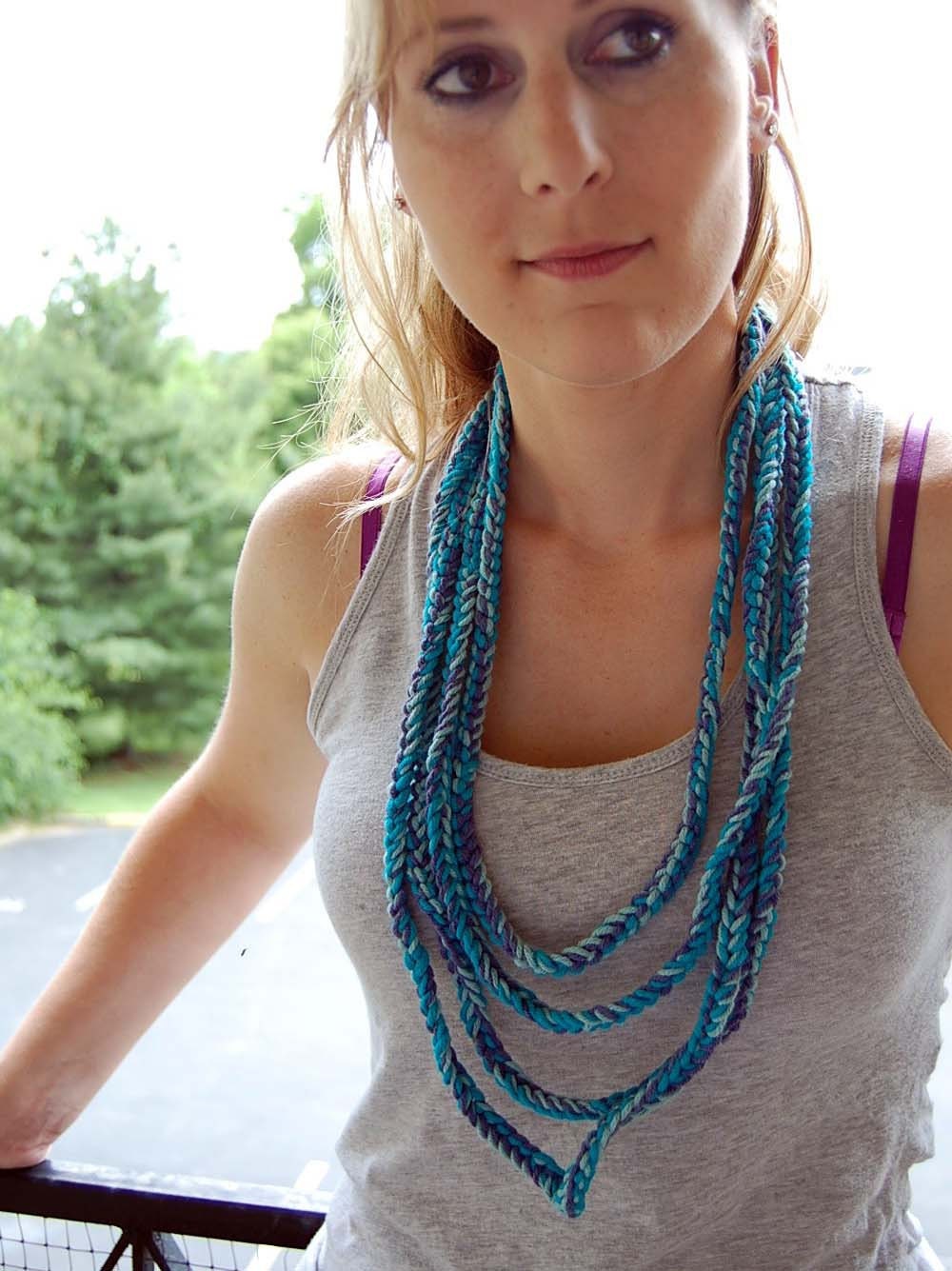 Crochet chain necklace yarn necklace knit necklace knit chain necklace