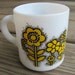 Milk Glass Mug with Yellow Flowers