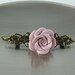Floral Hair Clips, Pale Pink Rose, Antiqued Brass Clip