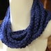 Cowl of Crocheted Chains Neckwarmer in Cobalt Blue Rope Necklace 28 Inch Circumference