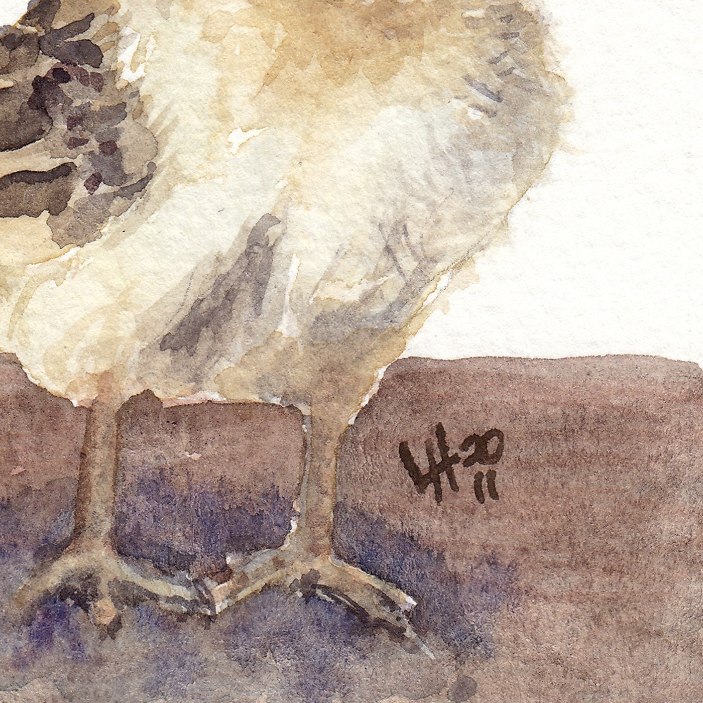chicken watercolor- Chick and Eggs- 5x7 print