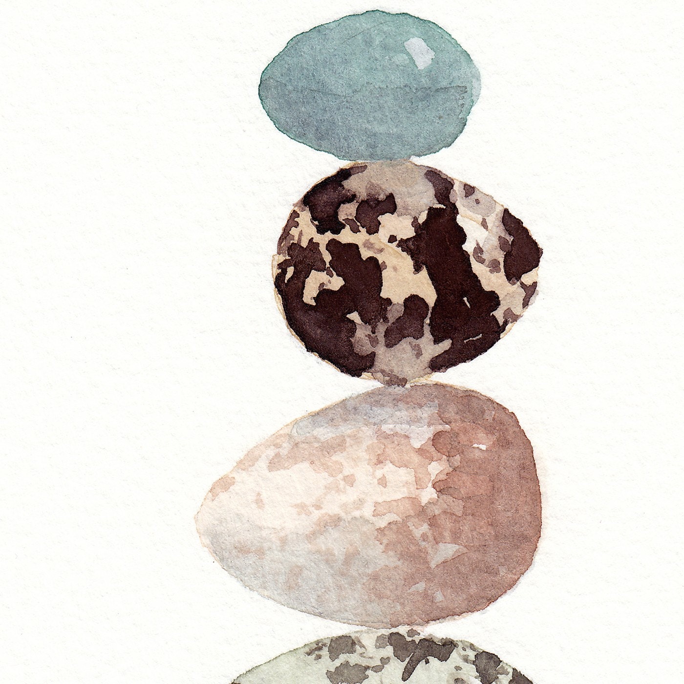 chicken watercolor- Chick and Eggs- 5x7 print