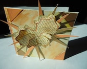 Love So Bright - Original Valentine's Metallic 3D Art Card Collage Shiny OOAK Gold