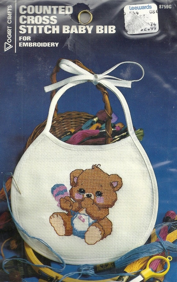 Baby Bear Counted Cross Stitch Bib Kit by debscrafts55 on Etsy