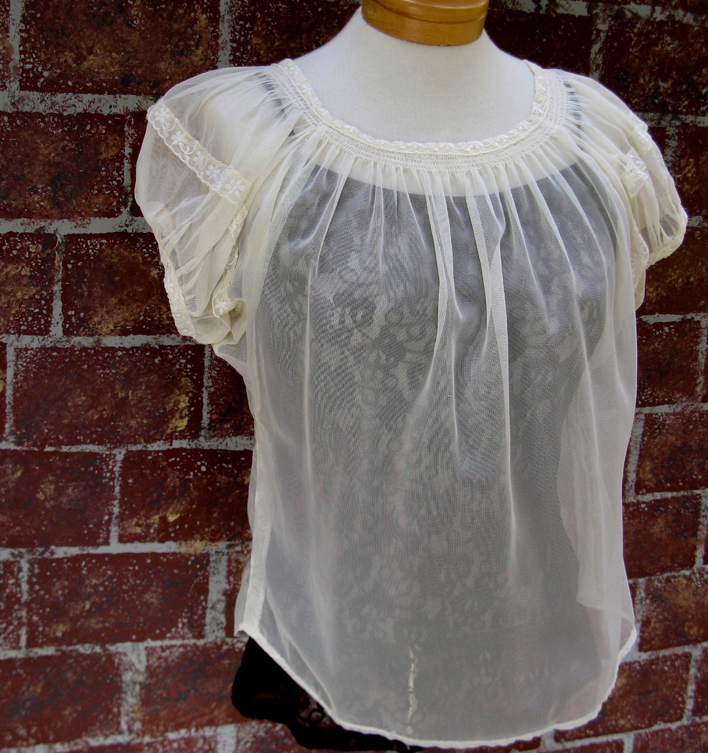 Vintage 1940's Shear Peasant Blouse