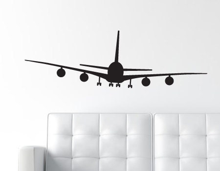 Airplane Wall Decal - Jumbo Jet Wall Decal - Matte Removable - Plane Vinyl Wall Decal - Large